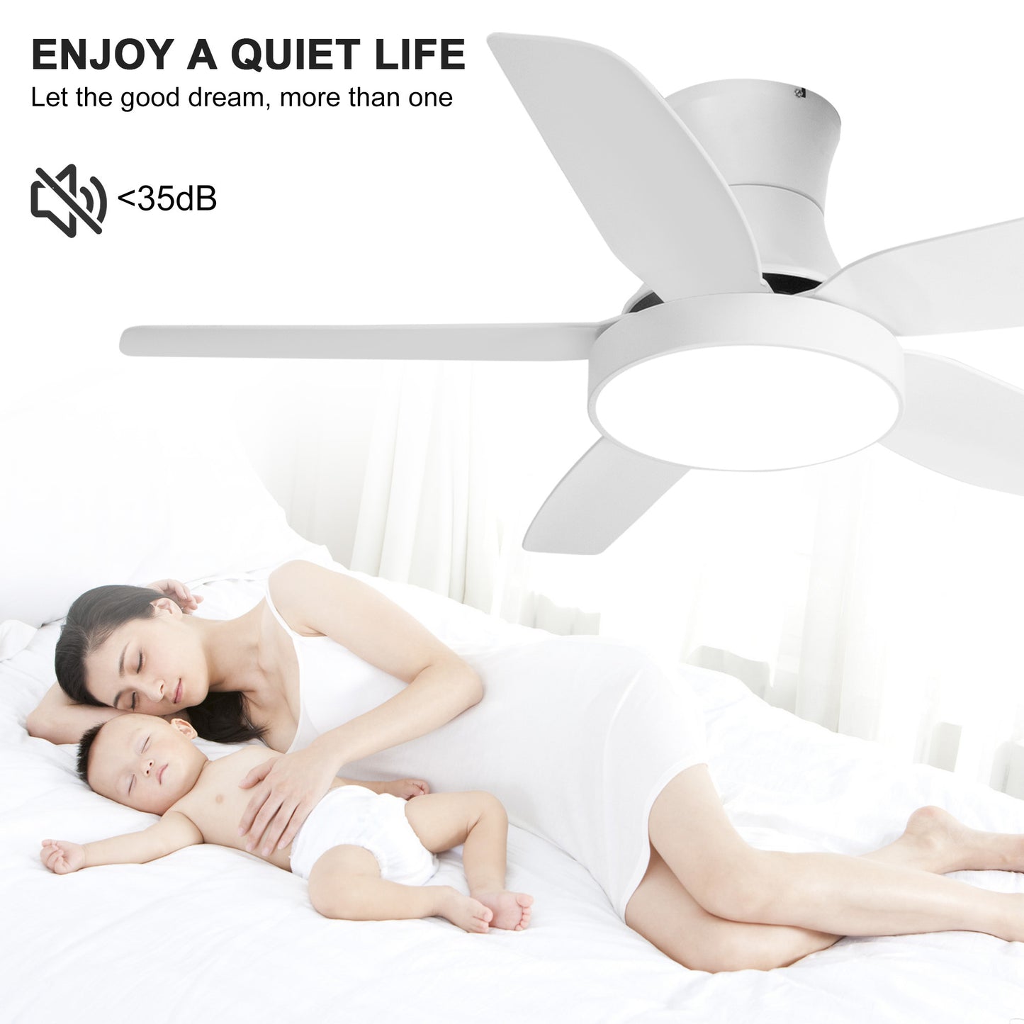 46 Inch LED Ceiling Fan with White Finish