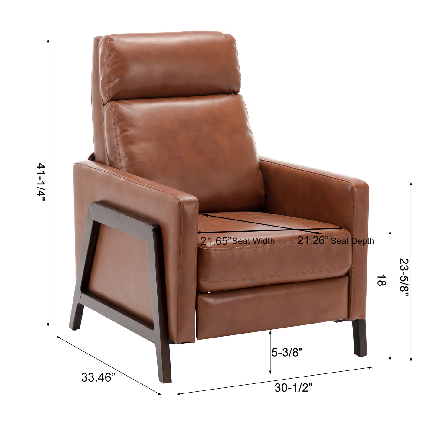 Mid-Century Modern Caramel Leather Gel Recliner