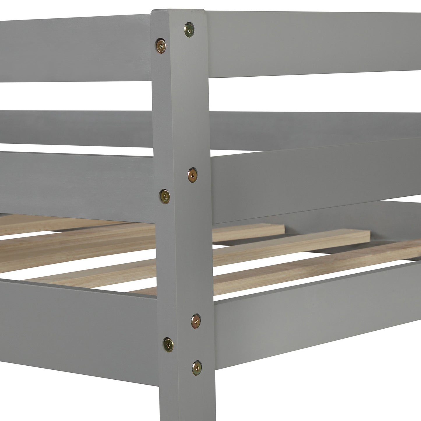 Gray Stairway Bunk Bed with Trundle and Storage