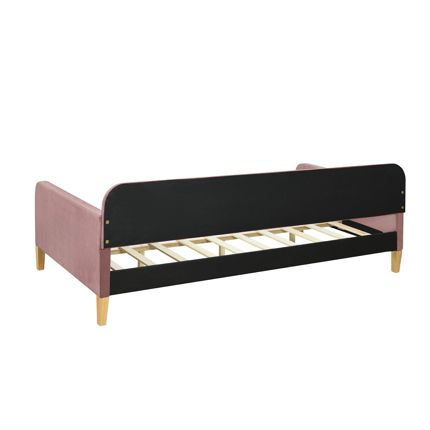 Twin Size Upholstered Daybed with 4 Support Legs, Pink