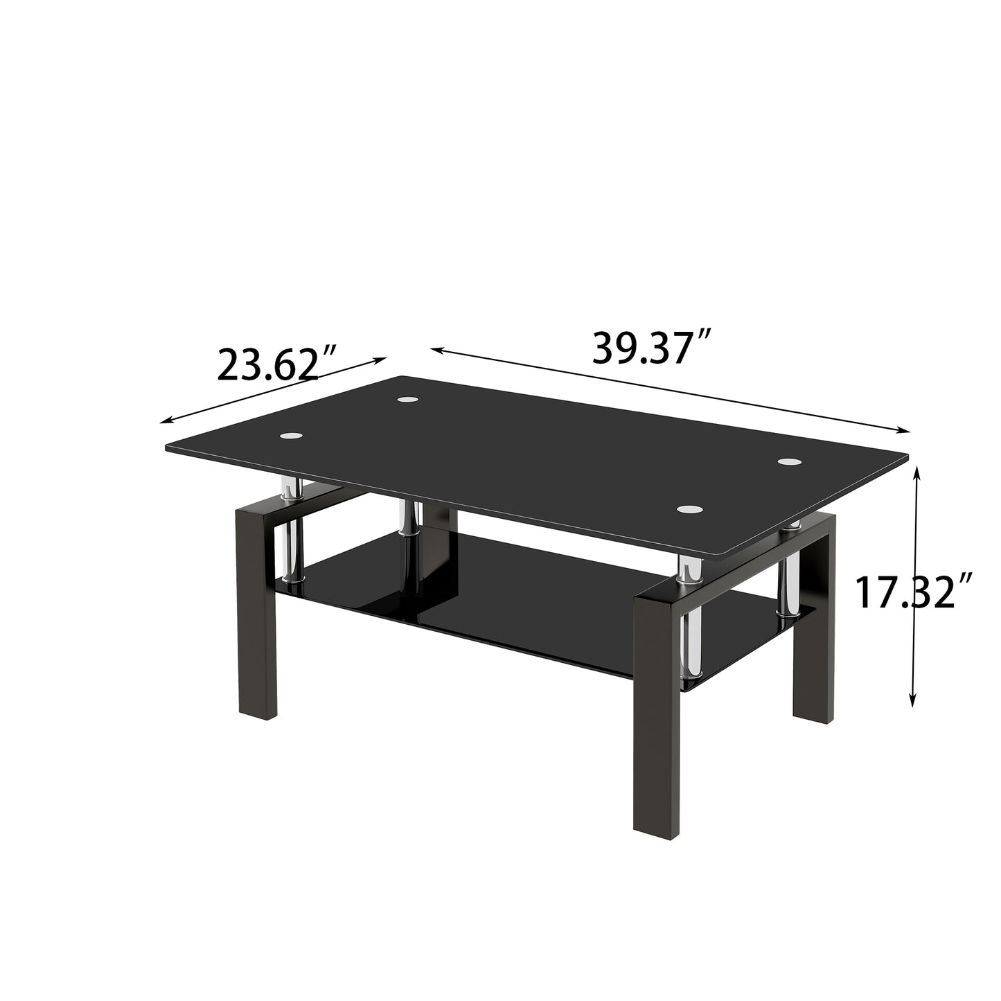 2-Tiered Transparent Glass Coffee and Tea Table with Tempered Finish