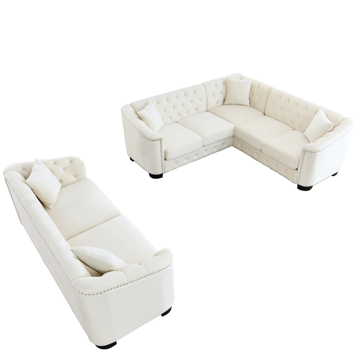 corner sofa+3-seater Combination sofa.Velvet beige