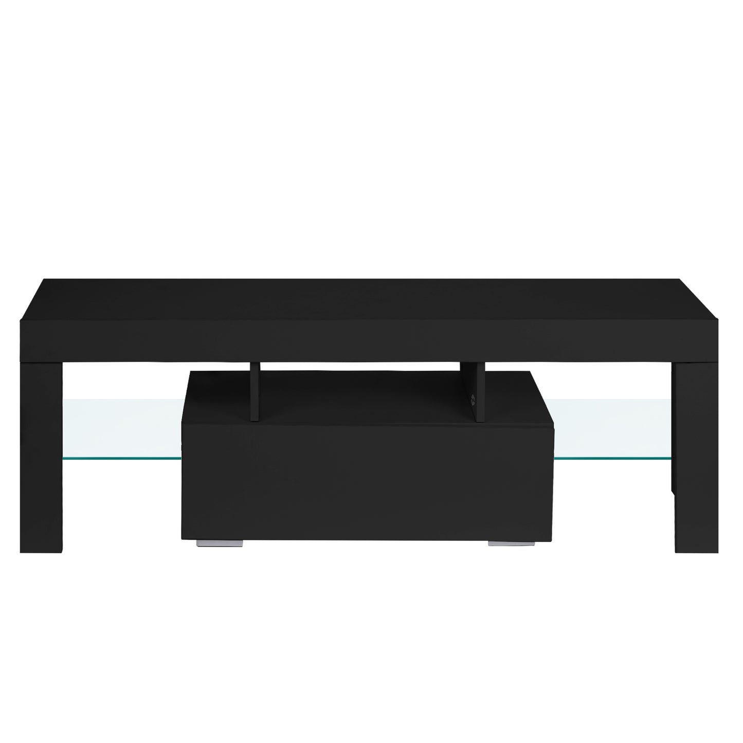 Sleek LED TV Stand with Drawer, Color-Changing Lights, and Modern Design