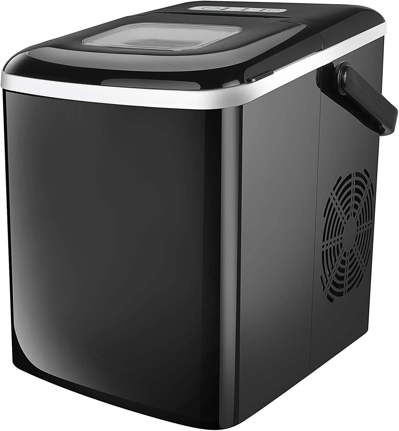 Rapid Ice Maker with Customizable Cube Sizes: 9 Cubes Ready in 9 Minutes/26lbs Daily