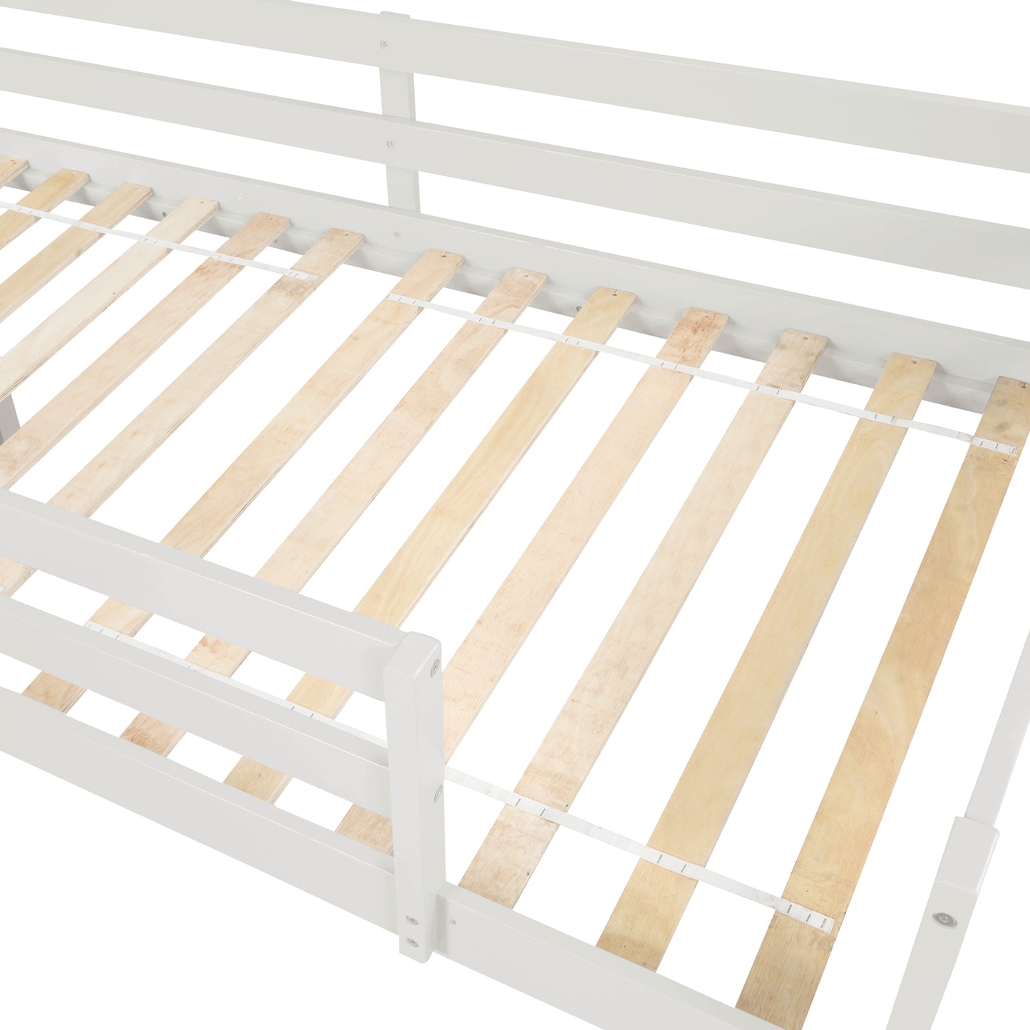 Loft Bed with Staircase, Storage, Slide, Twin size, Full-length Safety Guardrails, No Box Spring Needed, White