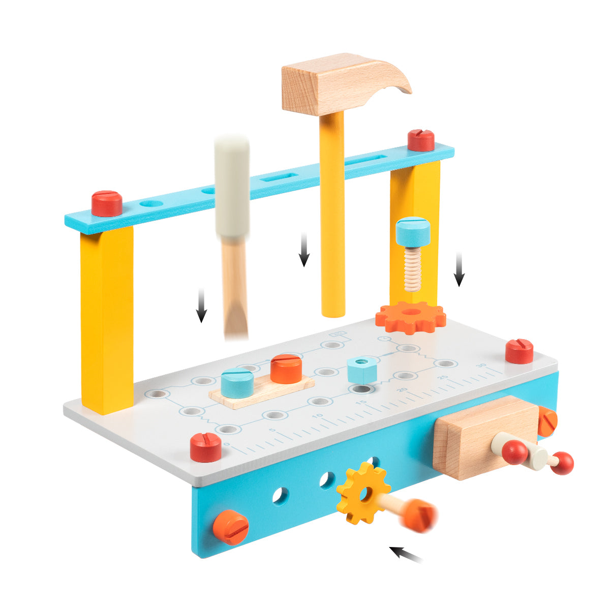 Kids Wooden Workbench Play Set with Tools for Toddlers