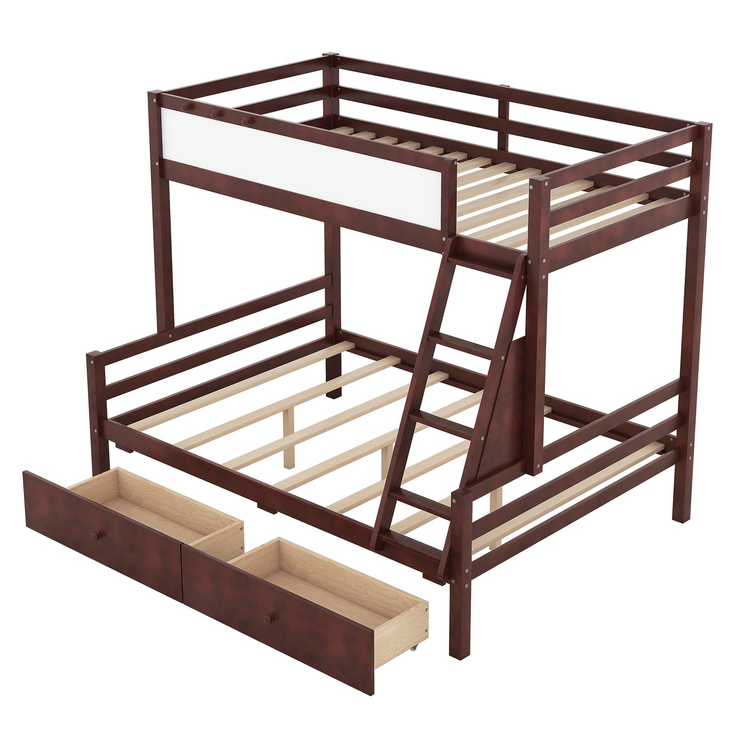 Espresso Twin over Full Bunk Bed with Whiteboard, Storage, and Safety Features