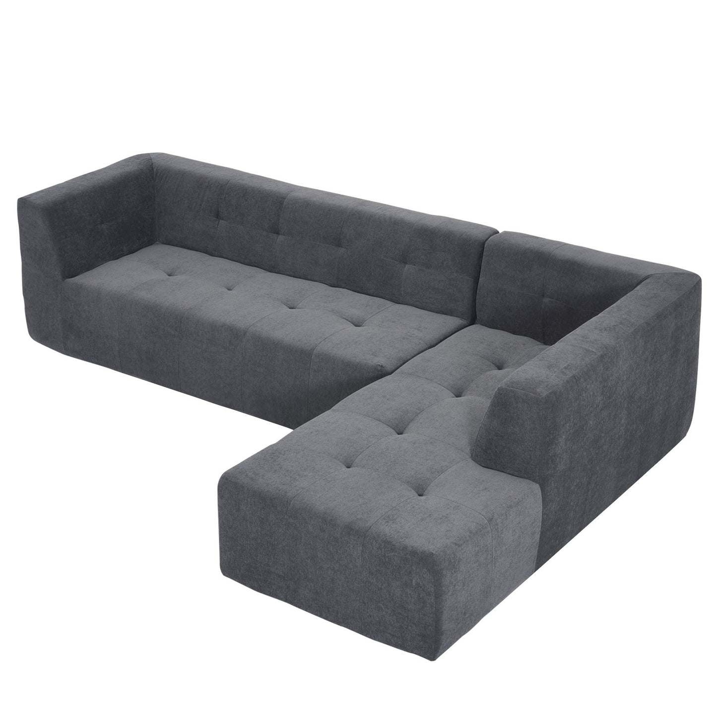 Versatile Modular L-Shaped Living Room Sofa Set in Dark Grey