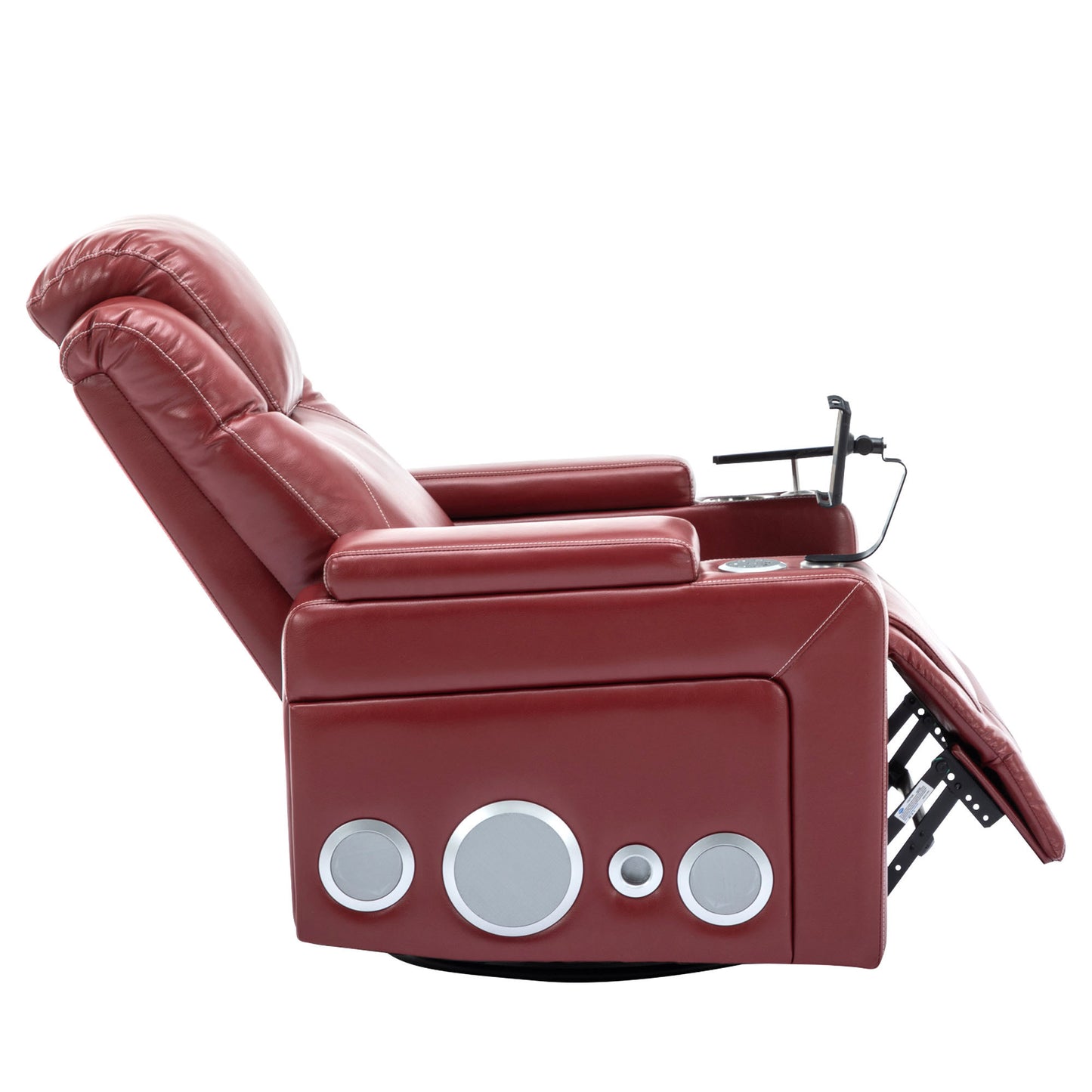 Luxurious 270 Degree Swivel Red Power Recliner with Surround Sound and Removable Tray Table