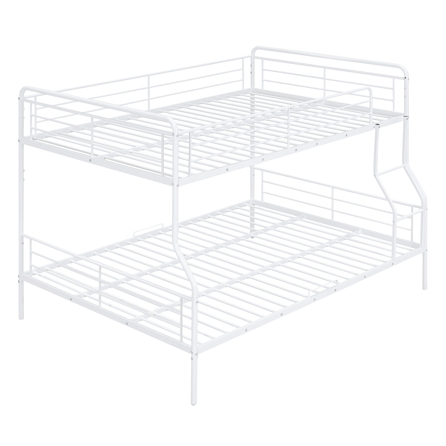 Contemporary White Metal Full XL Over Queen Bunk Bed