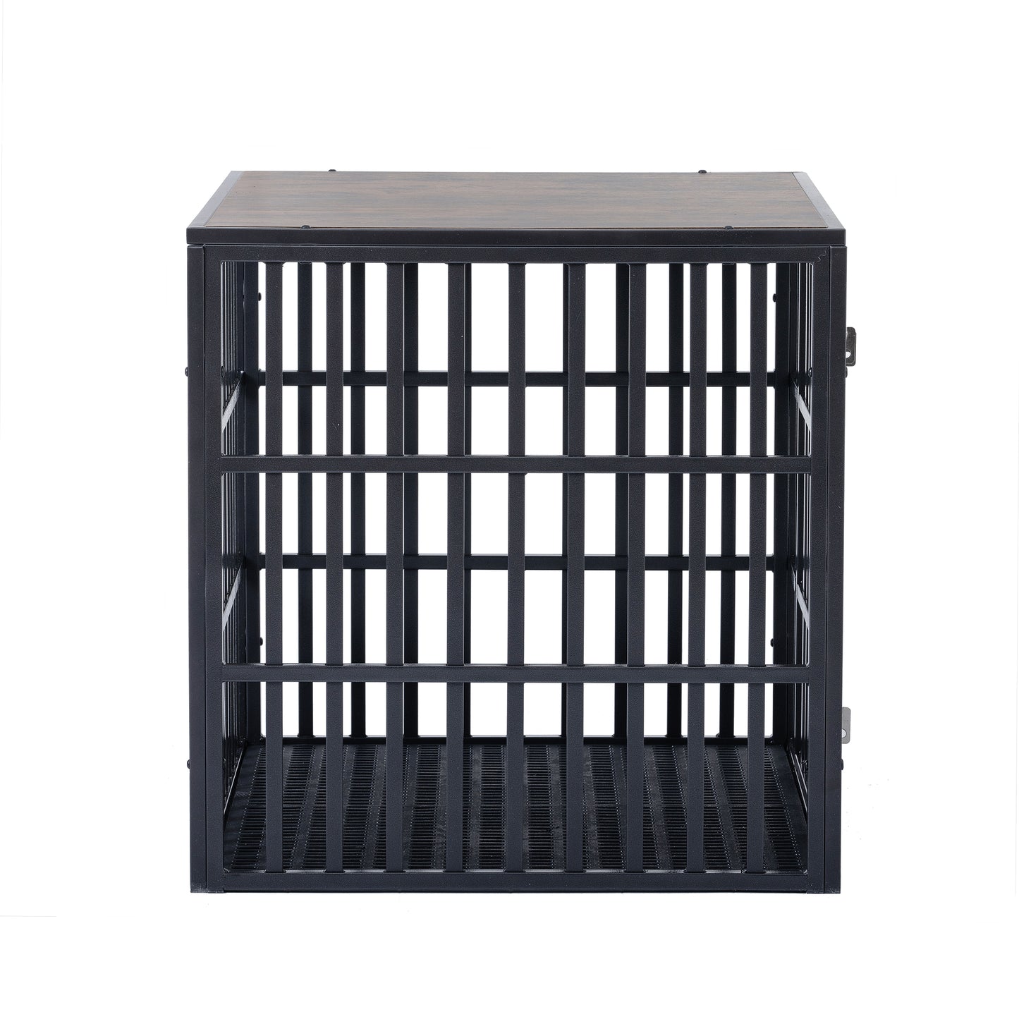 NEW HEAVY DUTY DOG CRATE FURNITURE FOR LARGE DOGS WOOD & STEEL DESIGN DOG CAGE INDOOR & OUTDOOR PET KENNEL 38X30X32INCH PET PLAYPEN WITH COVER METAL DOG FENCE CRATE BLACK