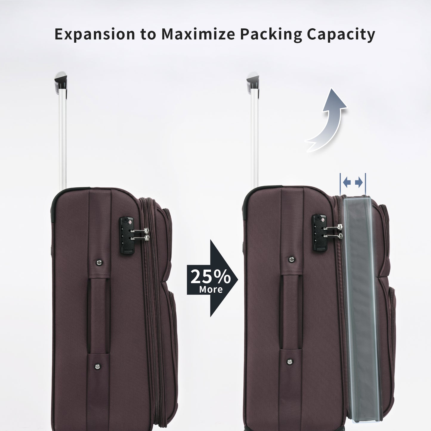 Softside Luggage Expandable 3 Piece Set Suitcase Upright Spinner Softshell Lightweight Luggage Travel Set