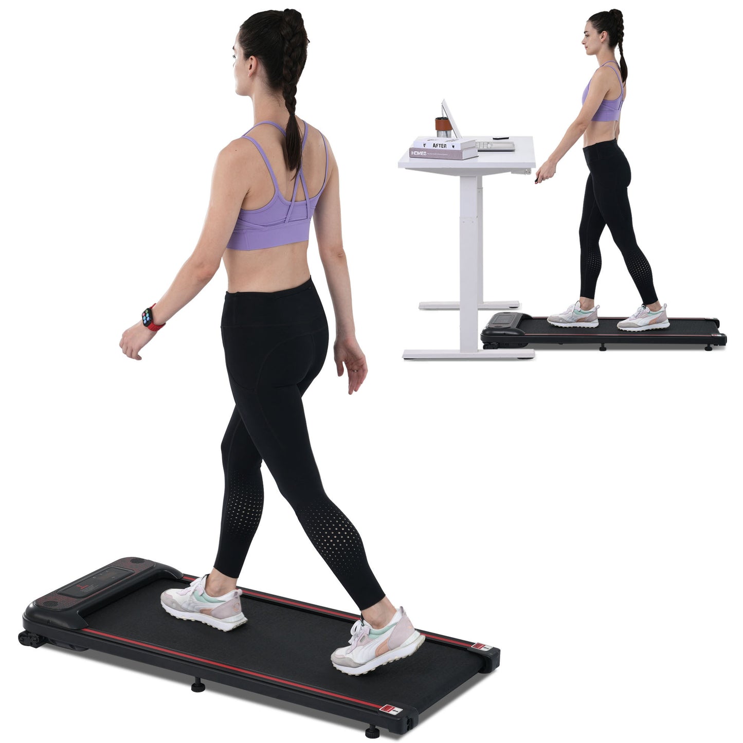 NEW Walking Pad Under Desk Treadmill for Home Office -2.5HP Walking Treadmill With Incline Bluetooth Speaker 0.5-4MPH 265LBS Capacity Treadmill for Walking Running - Wristband Remote