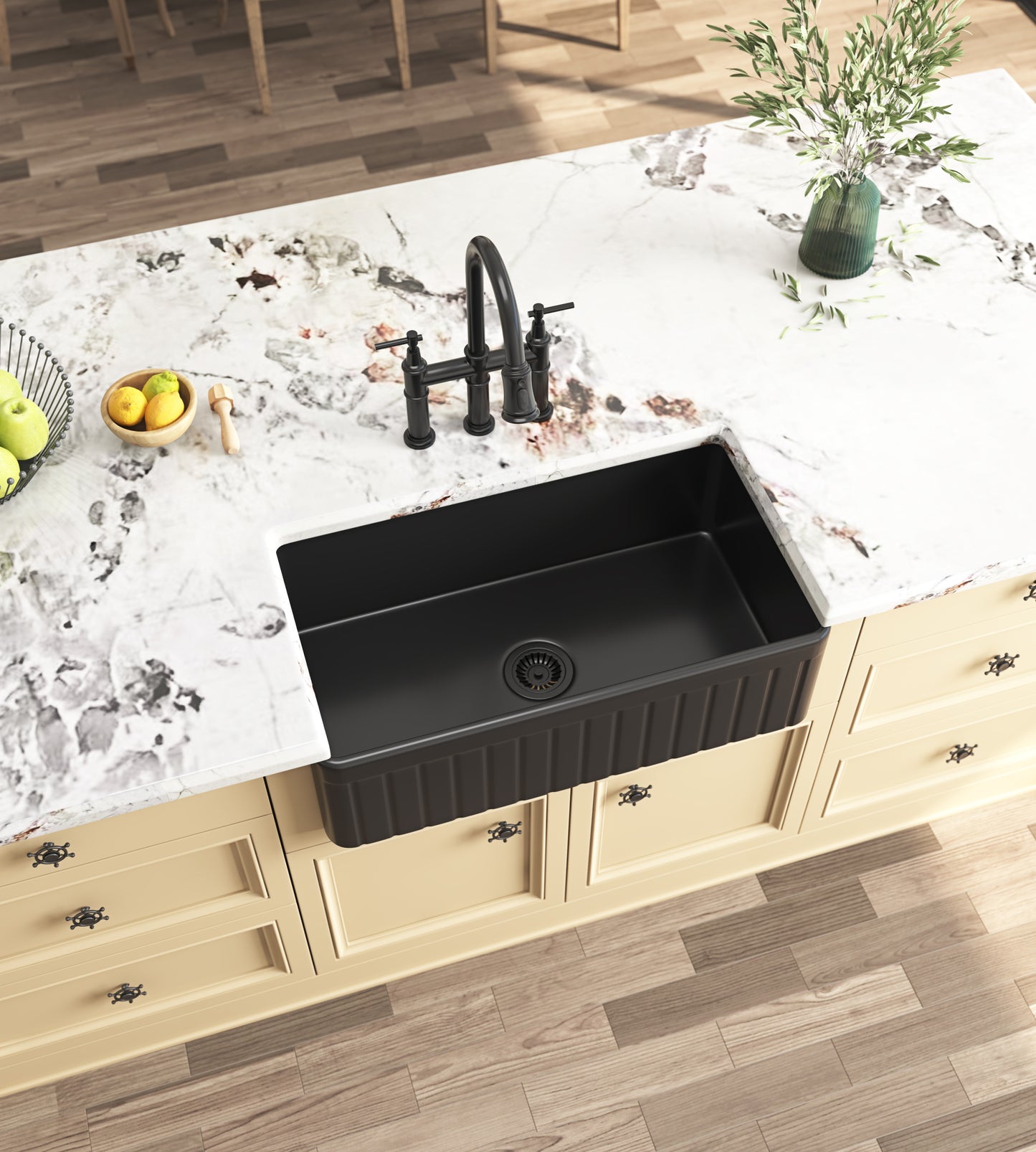 Single Bowl White Farmhouse Kitchen Sink - Inch Size