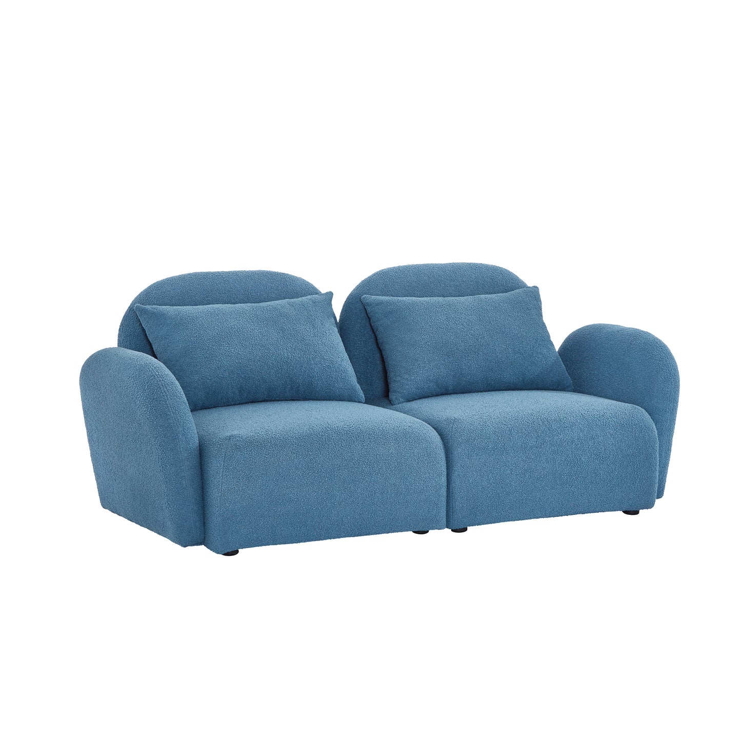 Living Room Furniture Lazy Sofa Loveseat Teddy Fabric Blue