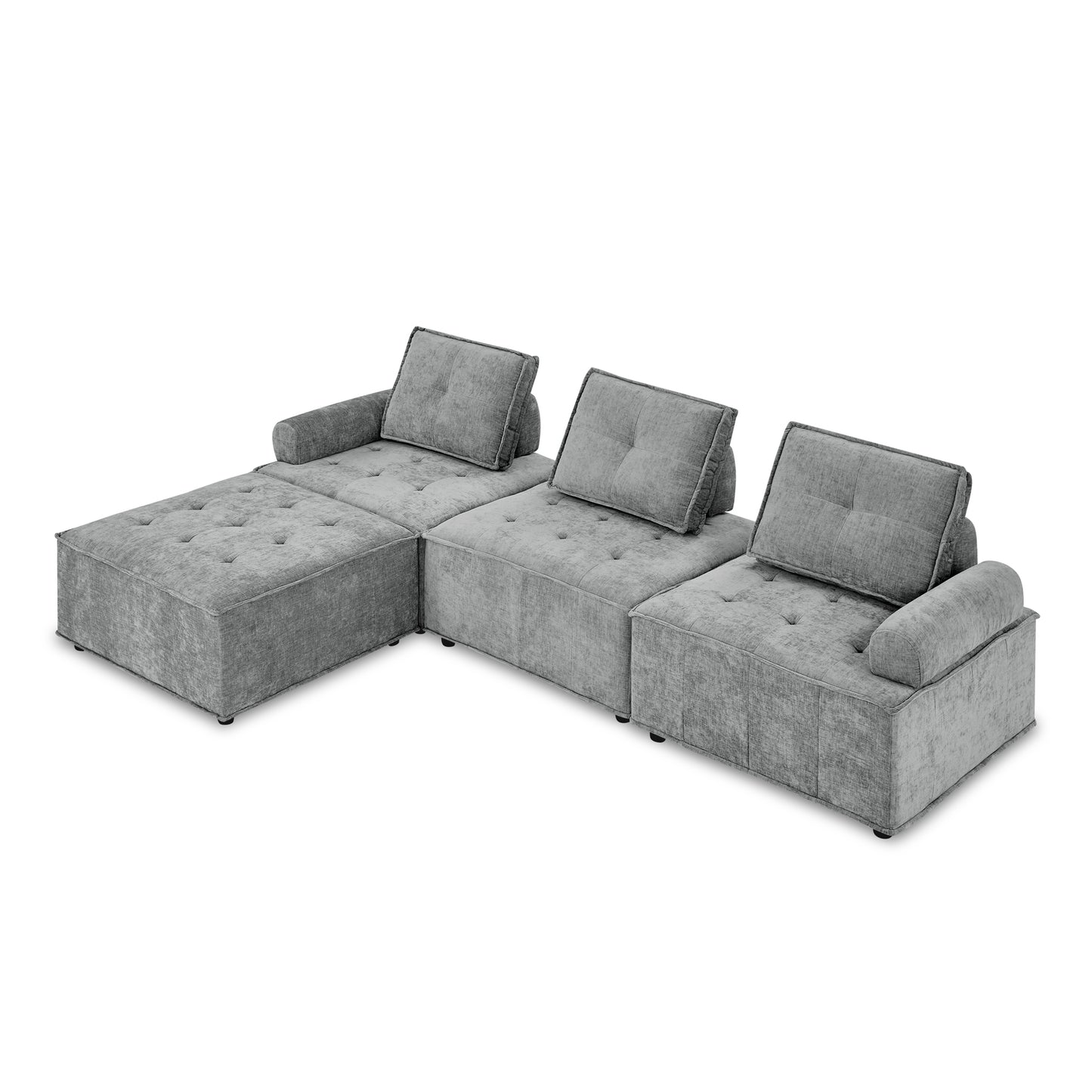 L-Shape Modular Sectional Sofa, DIY Combination, Chenille