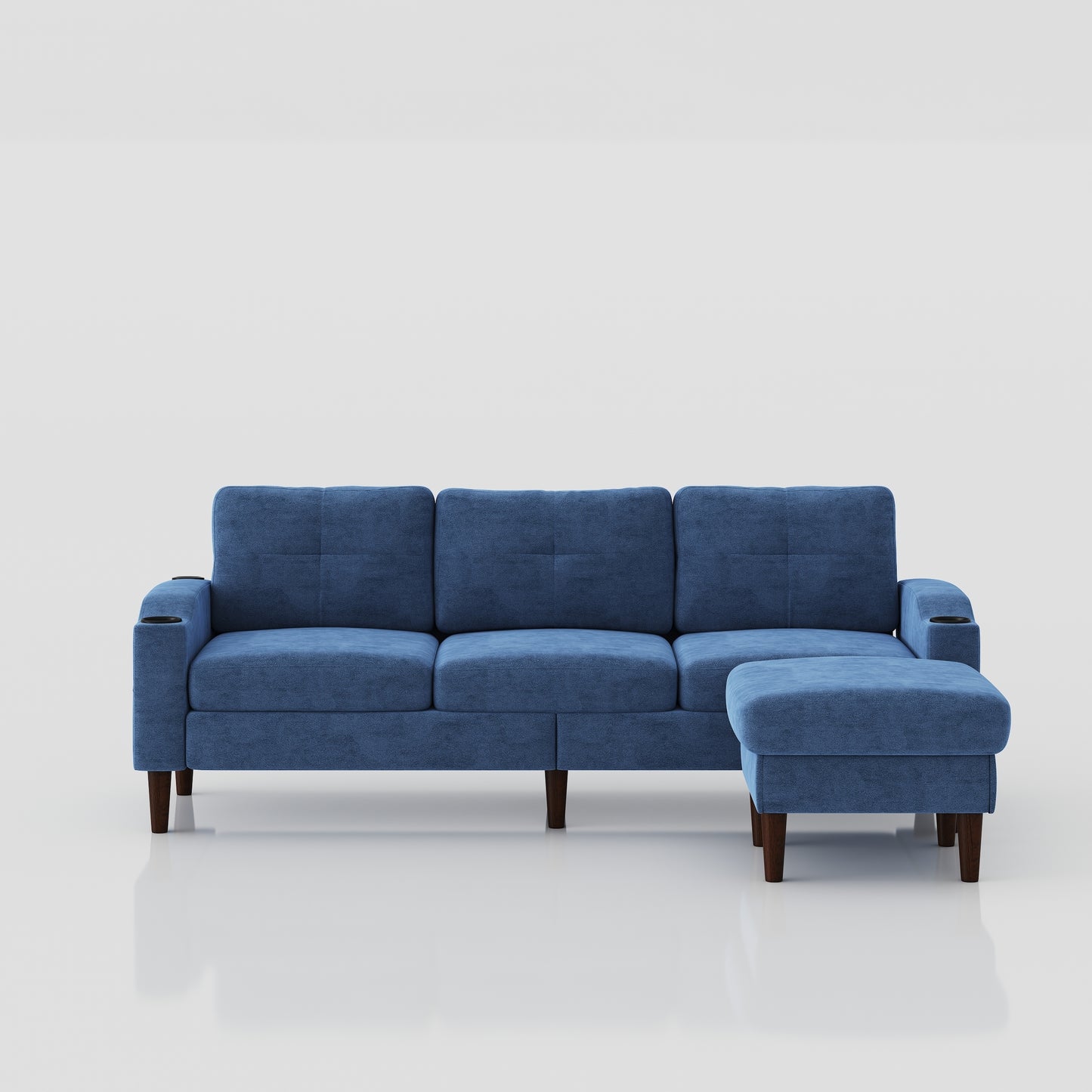 Convertible Combination Sofa Sofa L-Shaped Sofa with Storage Cabinet Footstool, Living Room Navy Blue Sofa, Living Room/Bedroom/Office/Small Space 3-Seater Combination Sofa