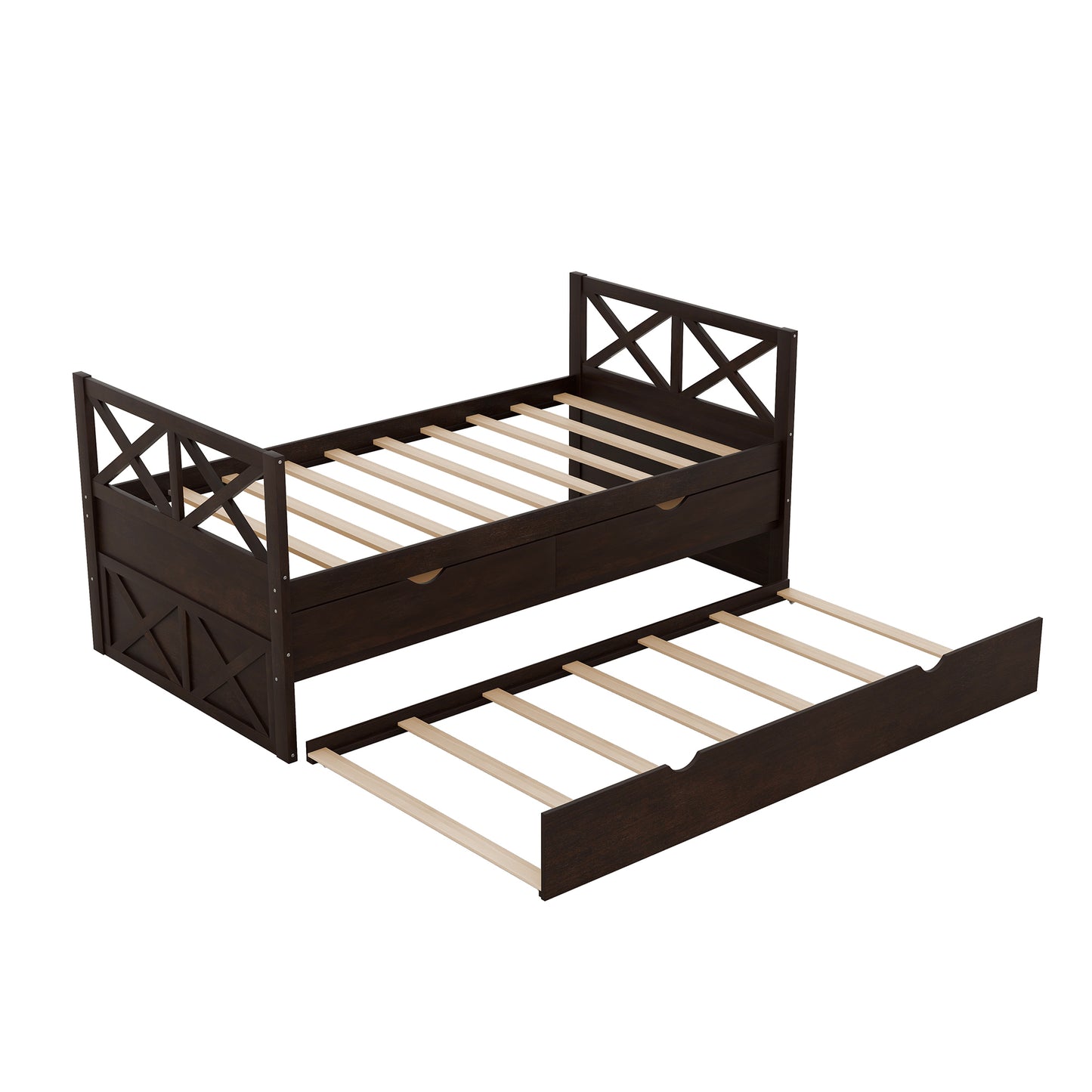 Multi-Functional Daybed with Drawers and Trundle, Espresso