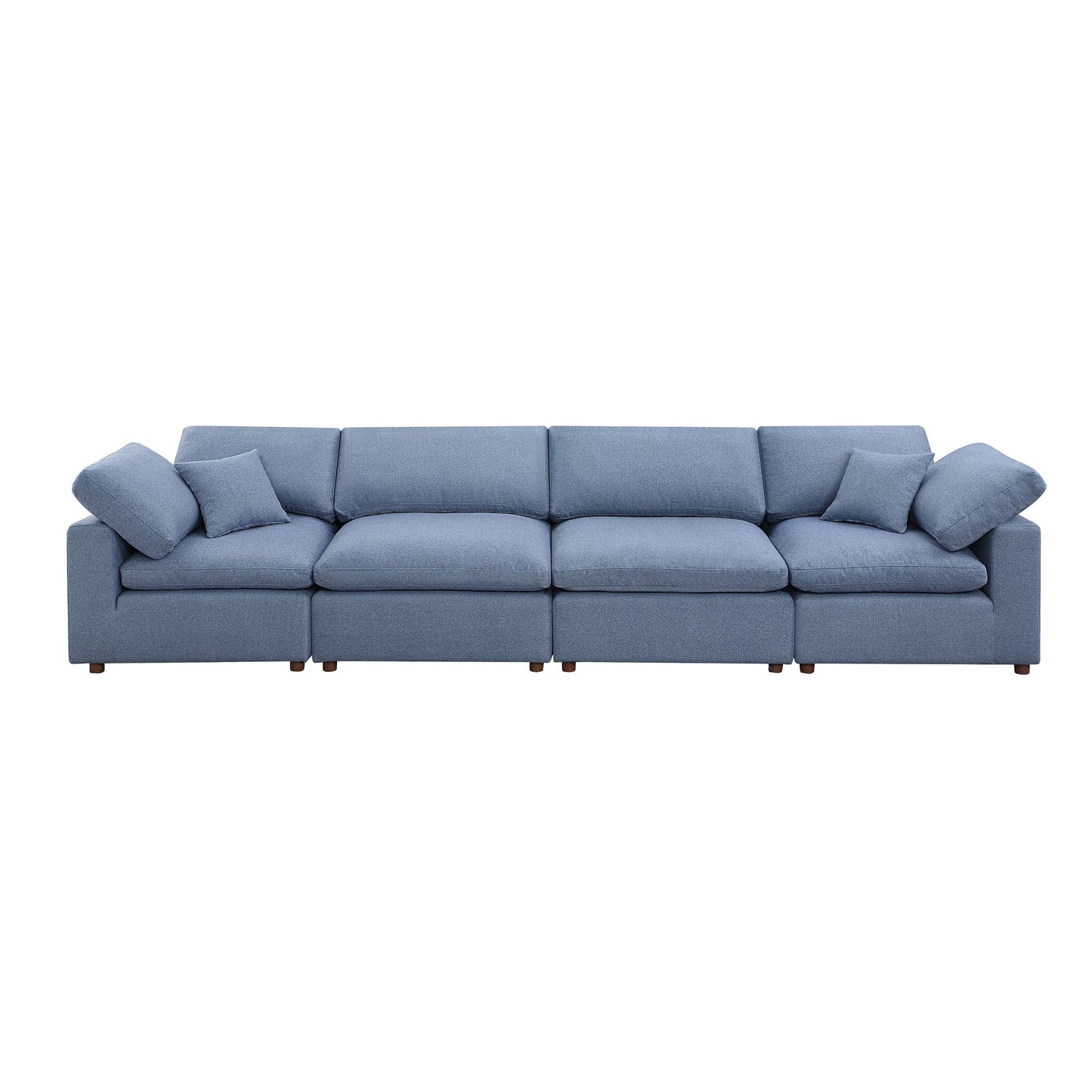 Blue Linen Modular Sectional Sofa Set with Self-Customization Design