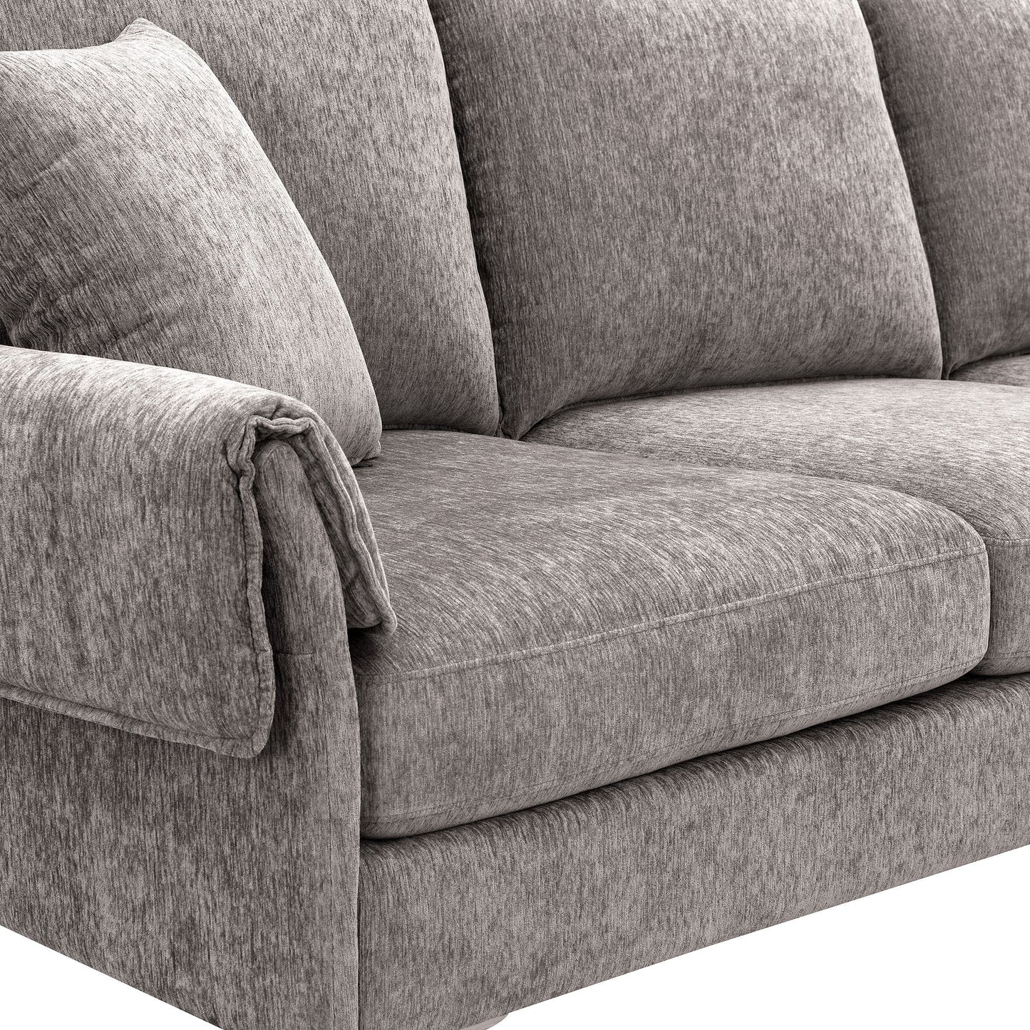 Contemporary Chenille L-Shaped Sectional Sofa with Reversible Chaise and Pillows