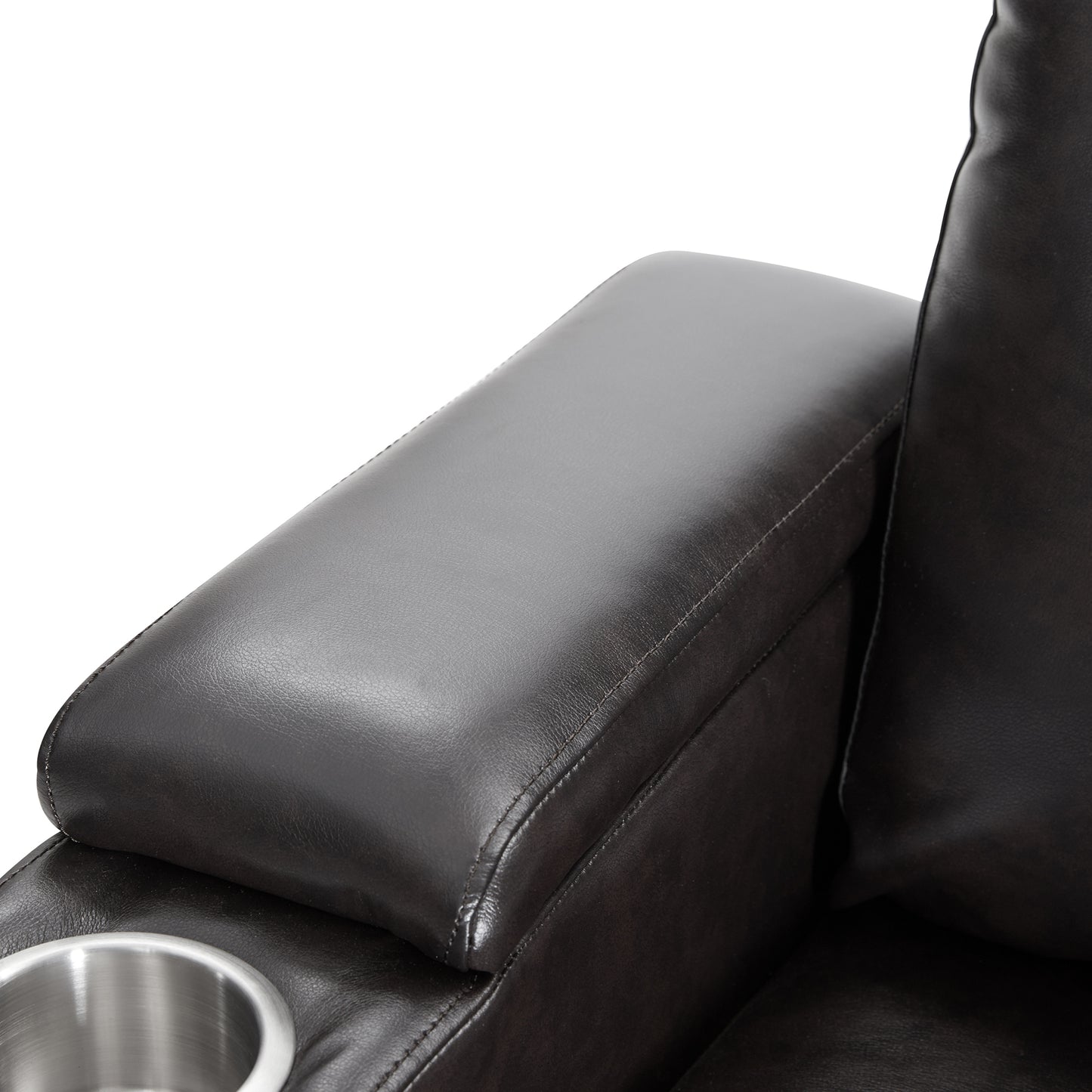 Electric Black Leather Recliner with USB Charger, Swivel Tray, and Hidden Storage