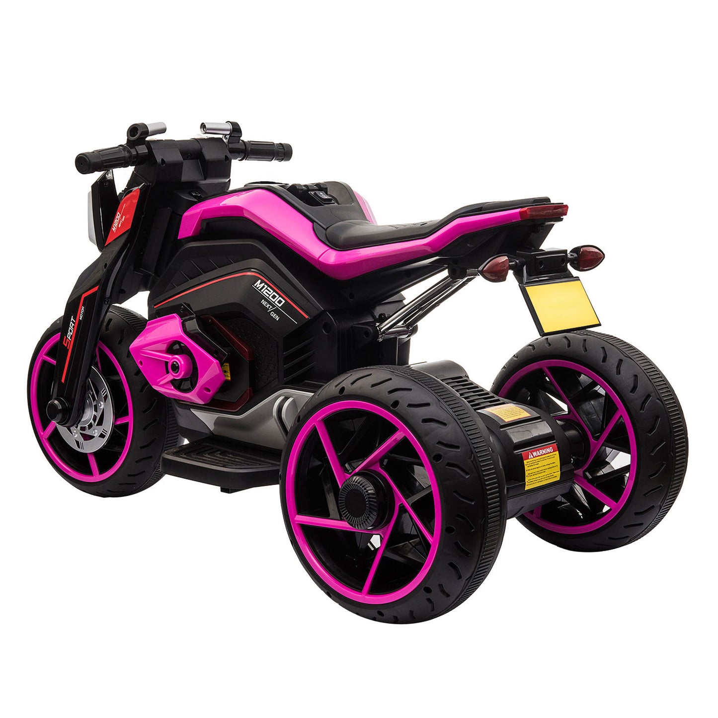 12V Kids Electric Motorbike with Horns and LED Lights, Gift for Kids 3-8 Years, Rosy