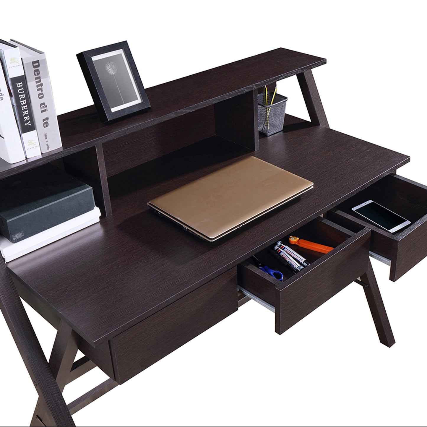 Elegant Writing Desk with Ample Storage in Wenge Wood