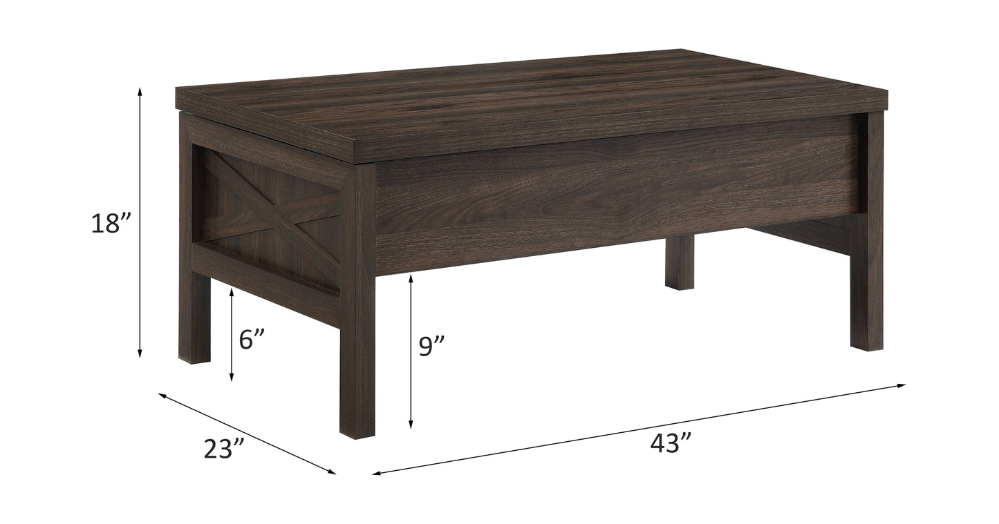 Harel Walnut Finish Lift-Top Coffee Table