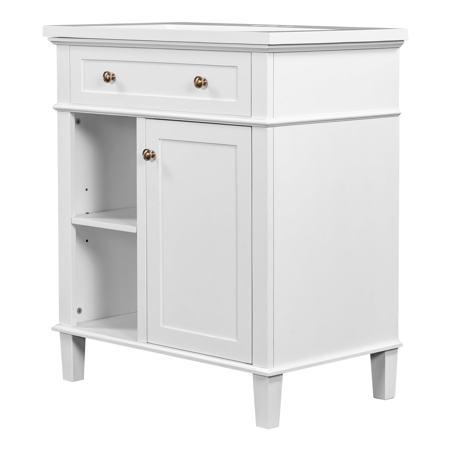 30" Bathroom Vanity with Ceramic Sink Set, One Cabinet and Adjustable Shelf, White