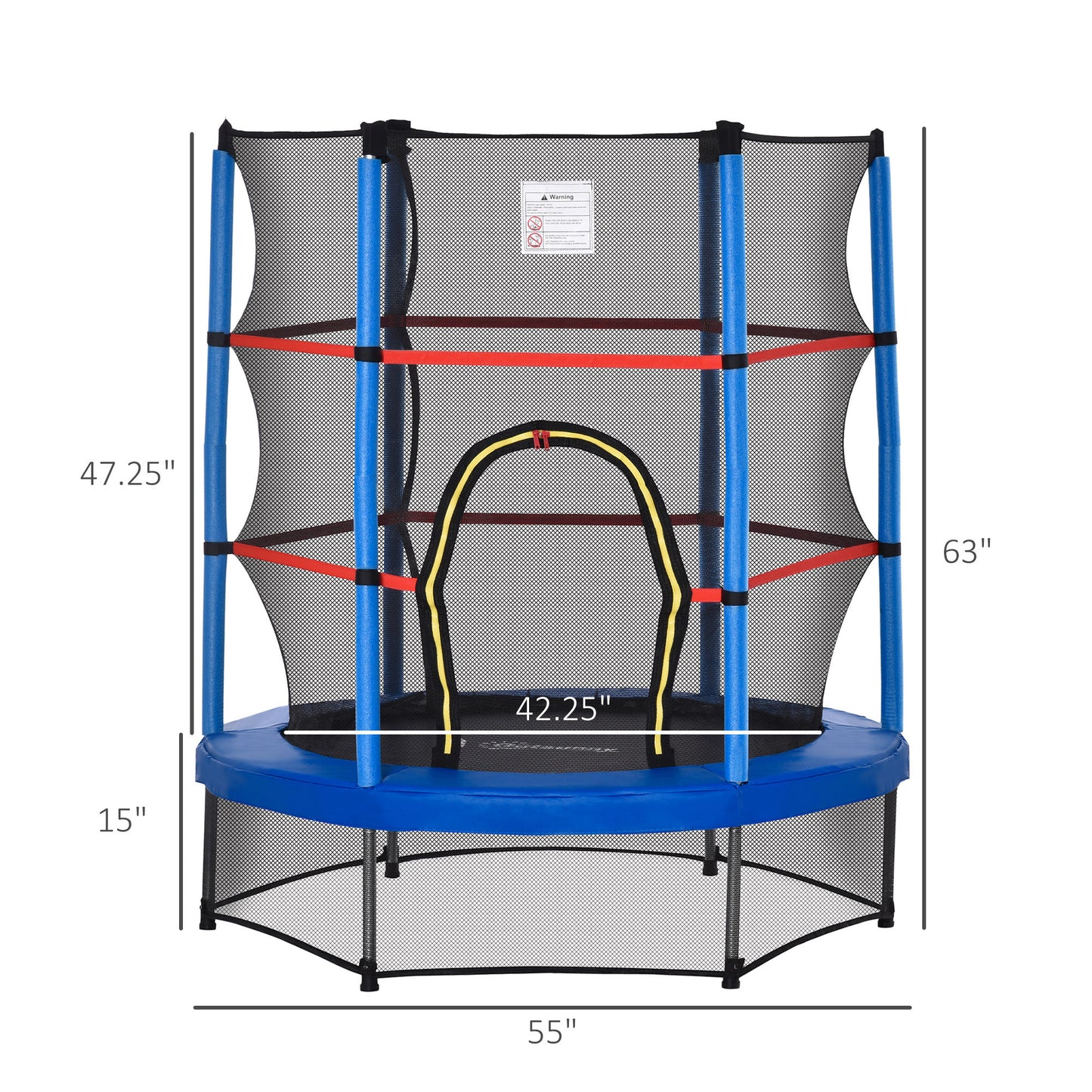 5-Foot Springless Kids Trampoline with Safety Enclosure - Blue