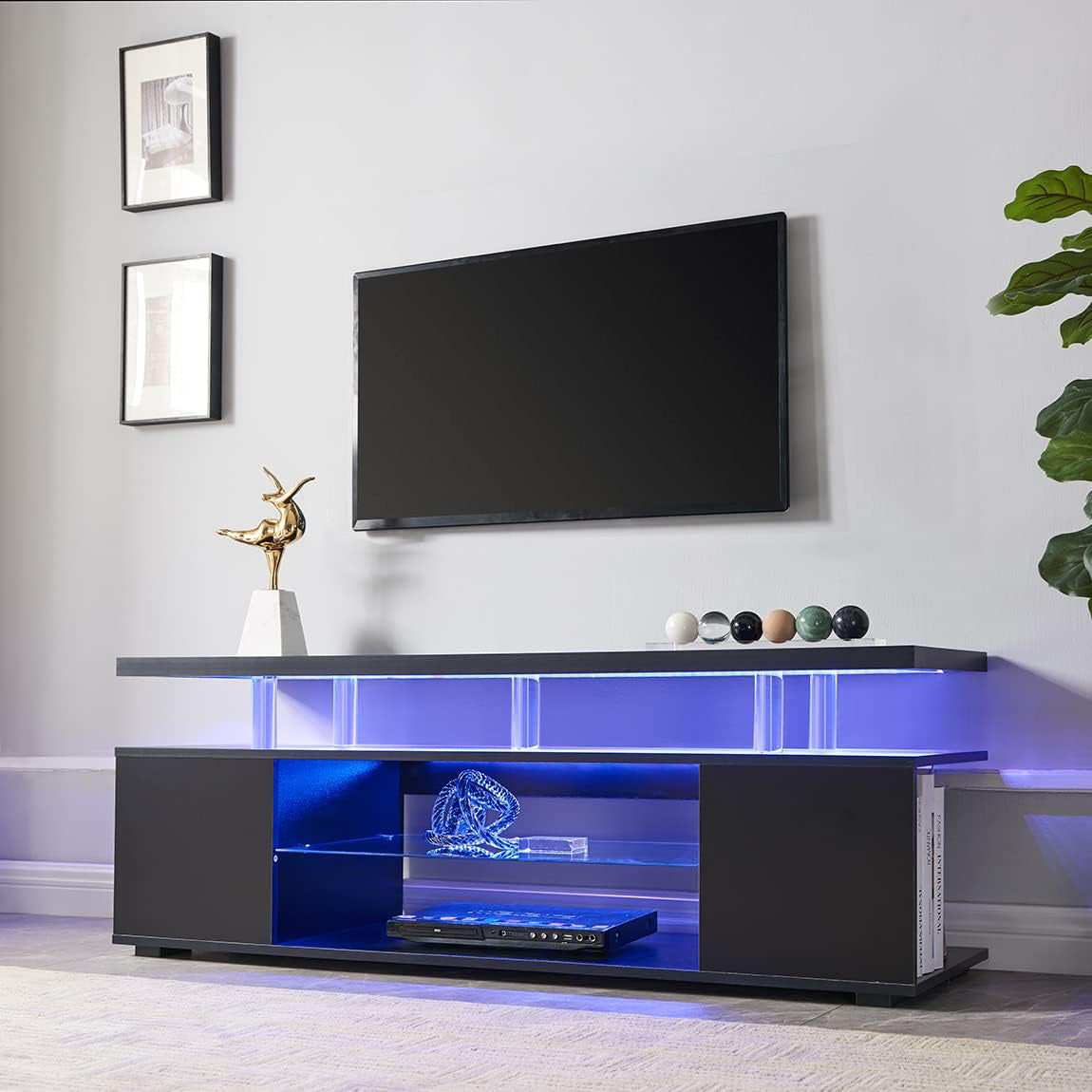 Sleek TV Stand with Gaming Console Storage for Ultimate Entertainment