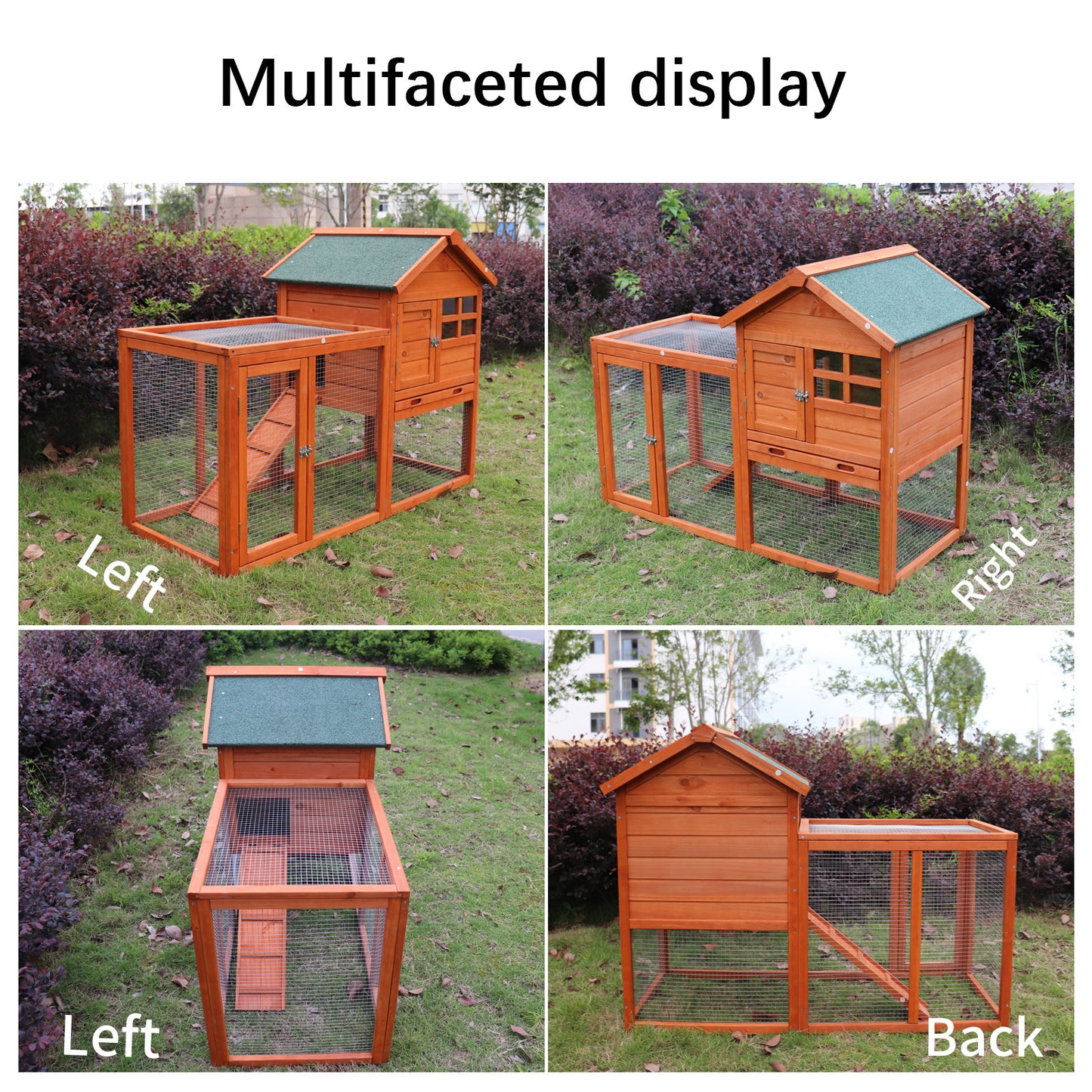 Deluxe Wooden Chicken Coop Hen House Rabbit Wood Hutch Poultry Cage Habitat(natural)