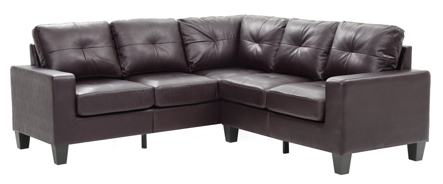 Newbury G464B-SC Sectional in Dark Brown with Dacron Wrapped Foam Seat Cushions