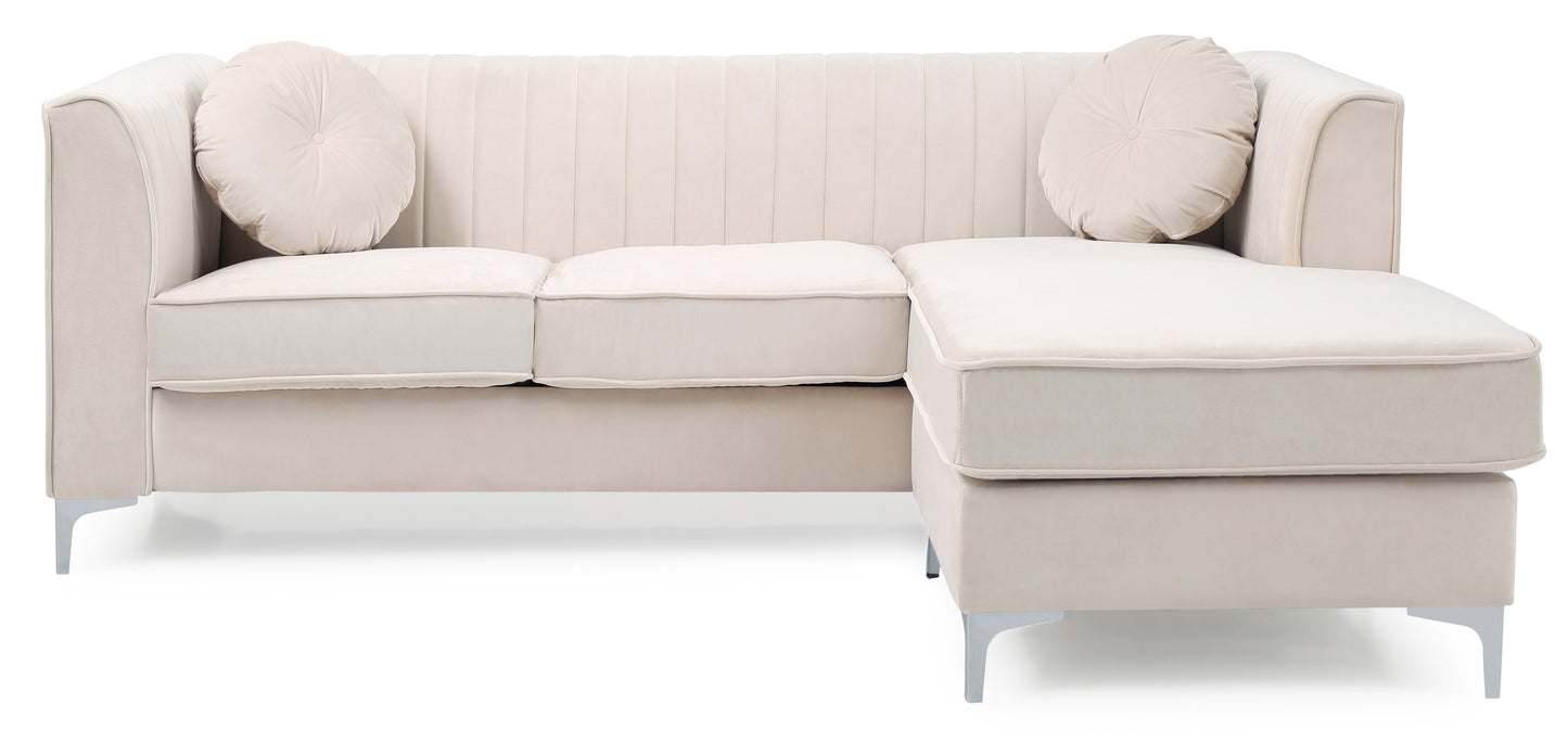 Delray G797B-SC Ivory Velvet Sofa Chaise (3 Boxes)