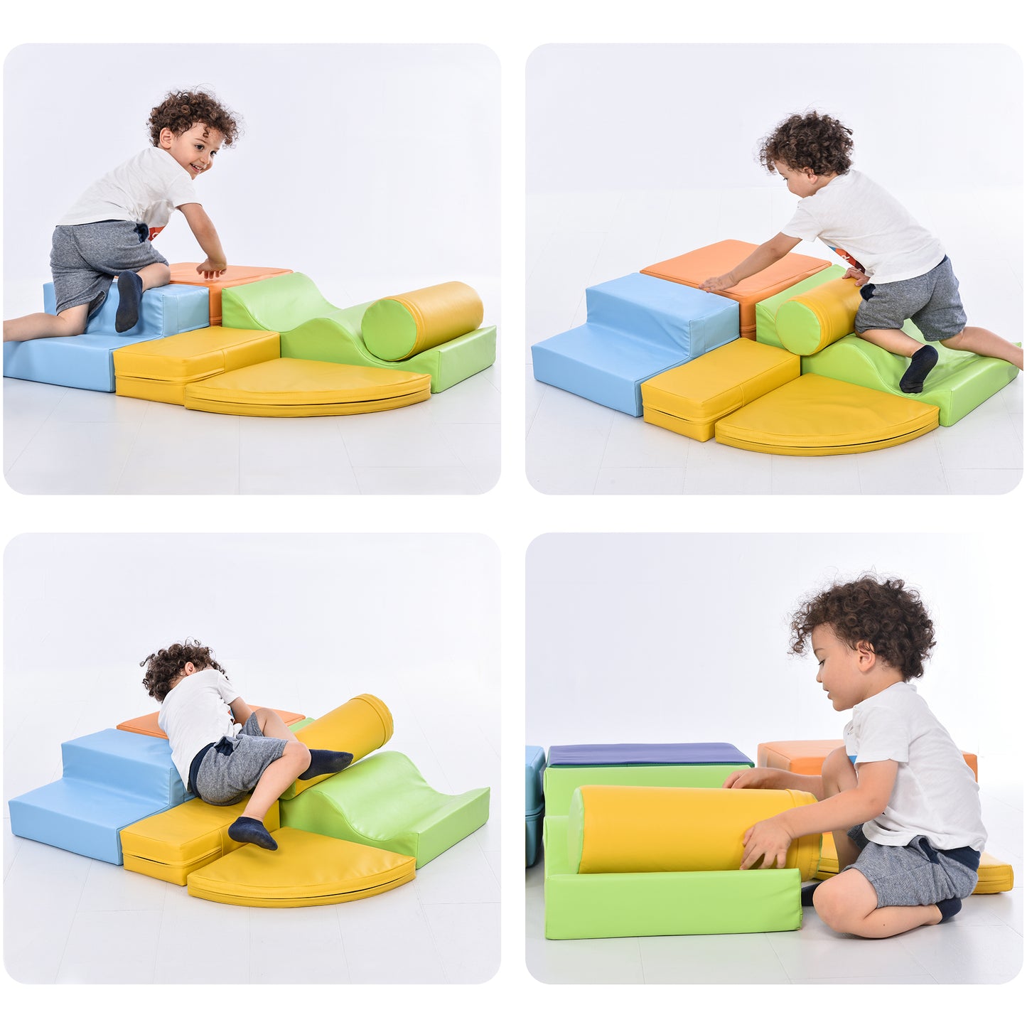 Soft Climb and Crawl Foam Playset 6 in 1, Soft Play Equipment Climb and Crawl Playground for Kids,Kids Crawling and Climbing Indoor Active Play Structure