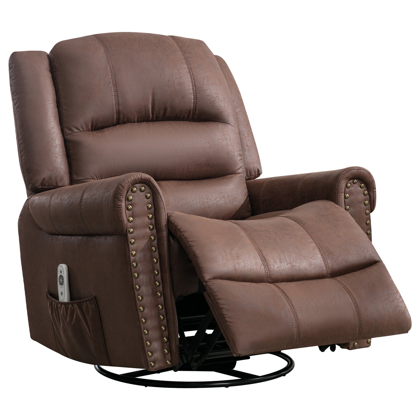 Brown Rocking Recliner Chair with Massage and USB Charge Port