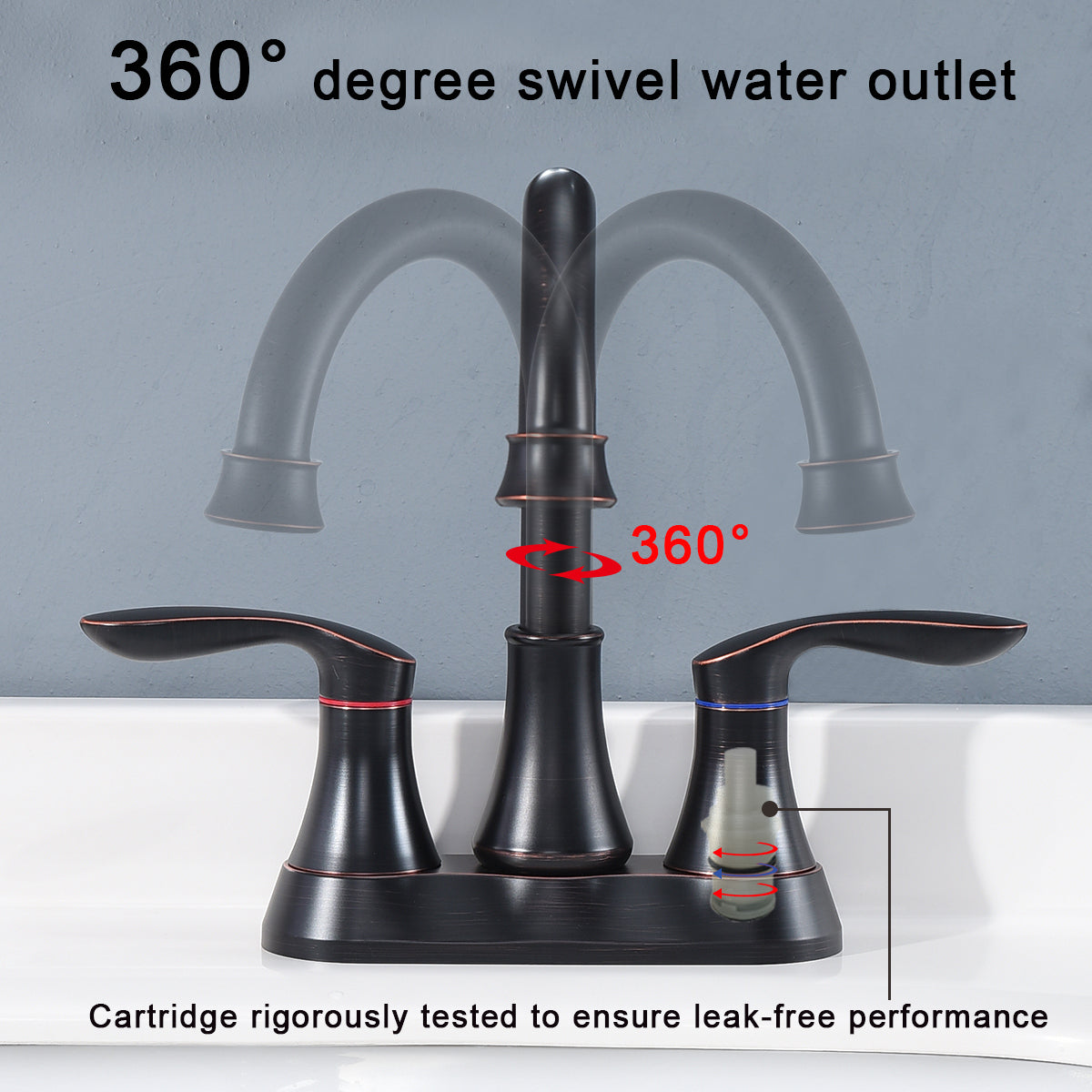 Elegant 2-Handle Oil Rubbed Bronze Bathroom Faucet with Pop-up Drain and Supply Hoses