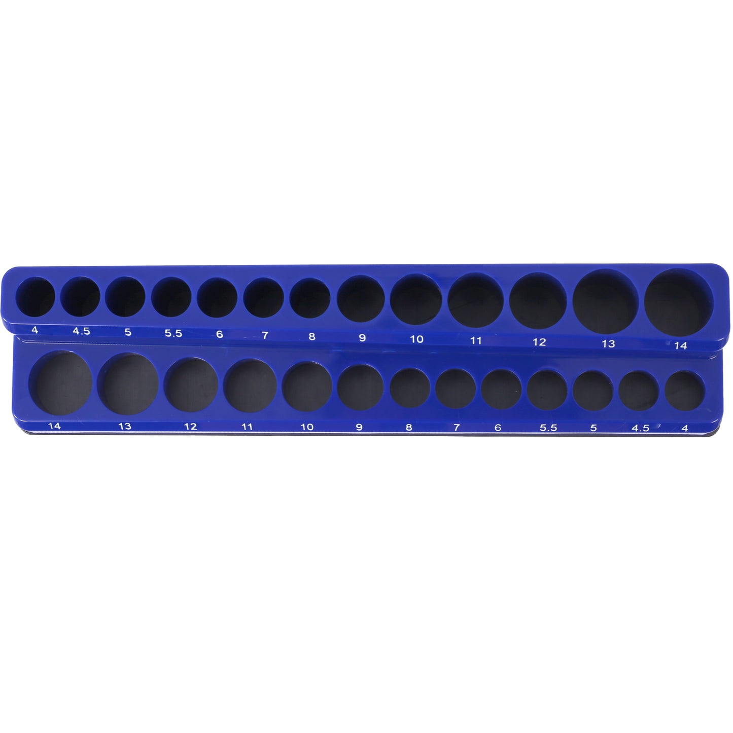 Magnetic Socket Organizer Set, 6-Piece Socket Holder Set Includes 1/4", 3/8", 1/2" Drive Metric SAE Socket Trays, Holds 141 Pieces Standard Size and Deep Size Sockets(Socket not Included),red and blue