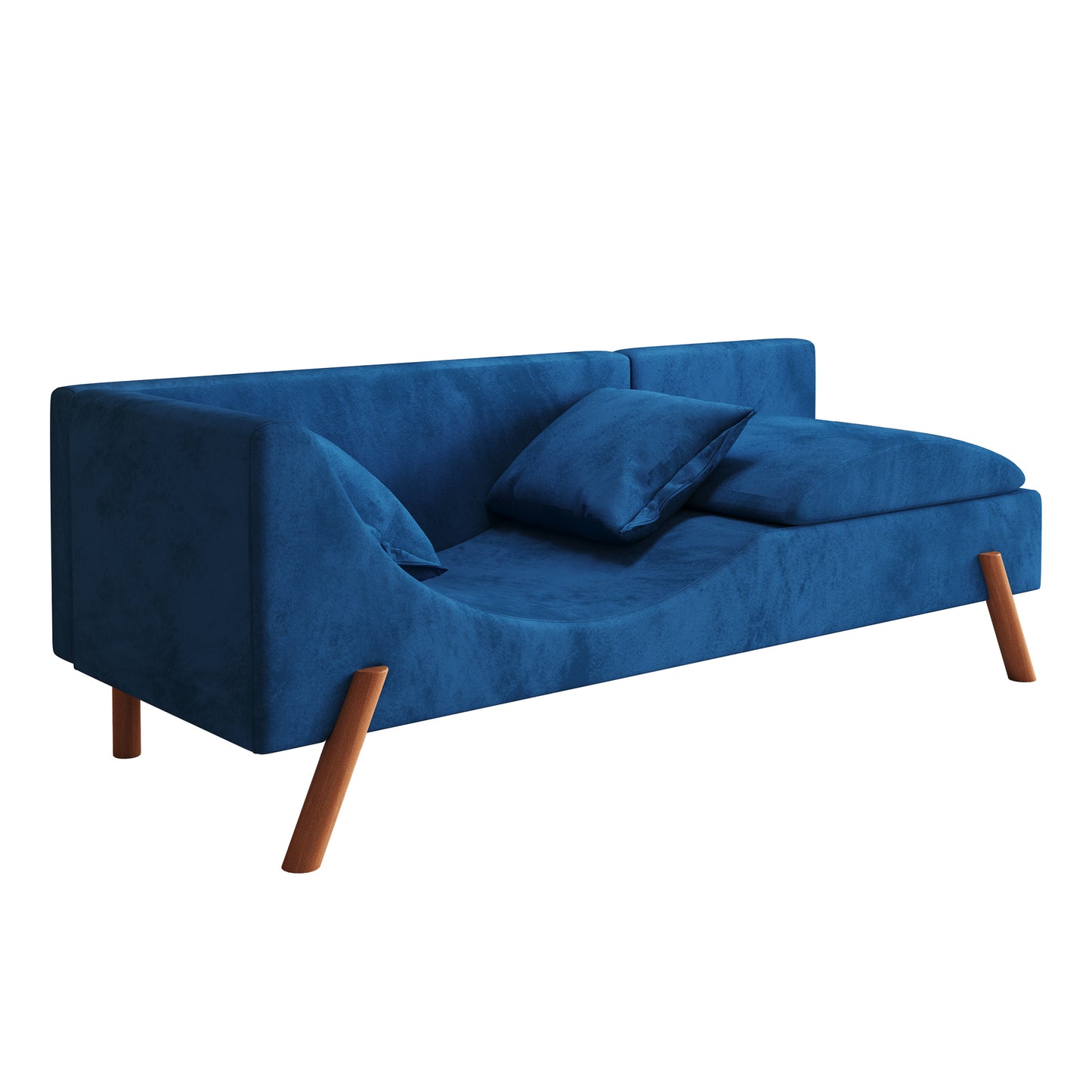 Cut-and-fill chaise longue, convertible multifunctional loveseat sofa blue