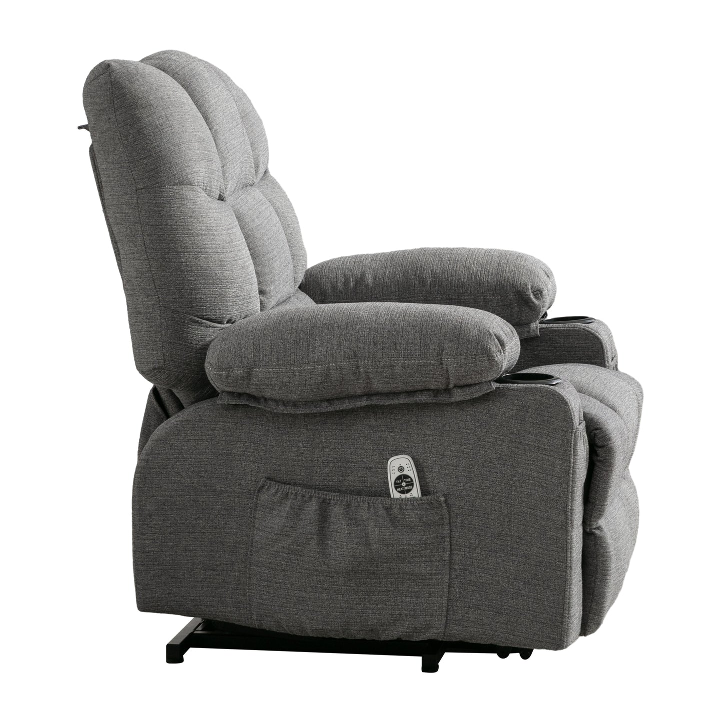 Comfortable Smoke Grey Power Lift Recliner Chair for the Elderly with Heat and Massage