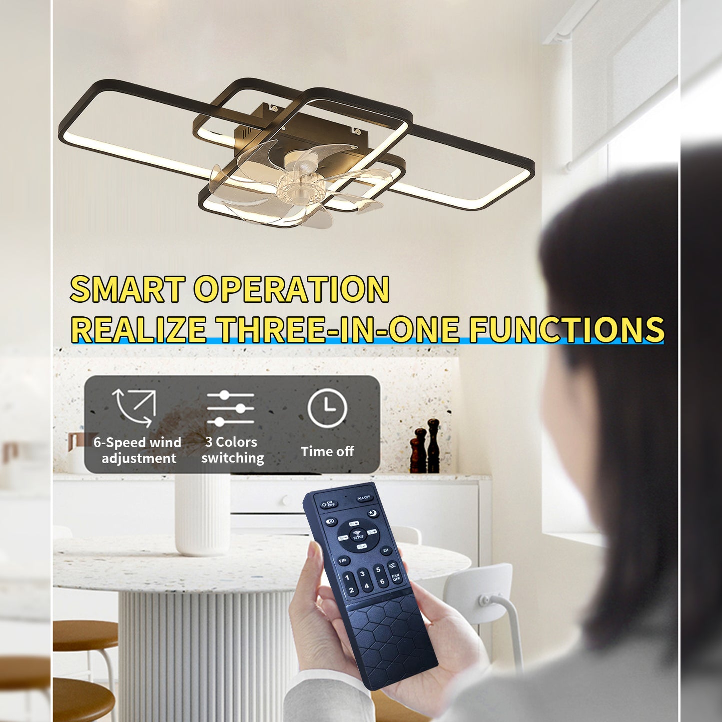 41-Inch Smart Ceiling Fan with Dimmable LED Lights and Remote Control