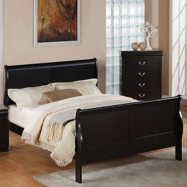 Louis Philippe III Queen Bed in Black 19500Q