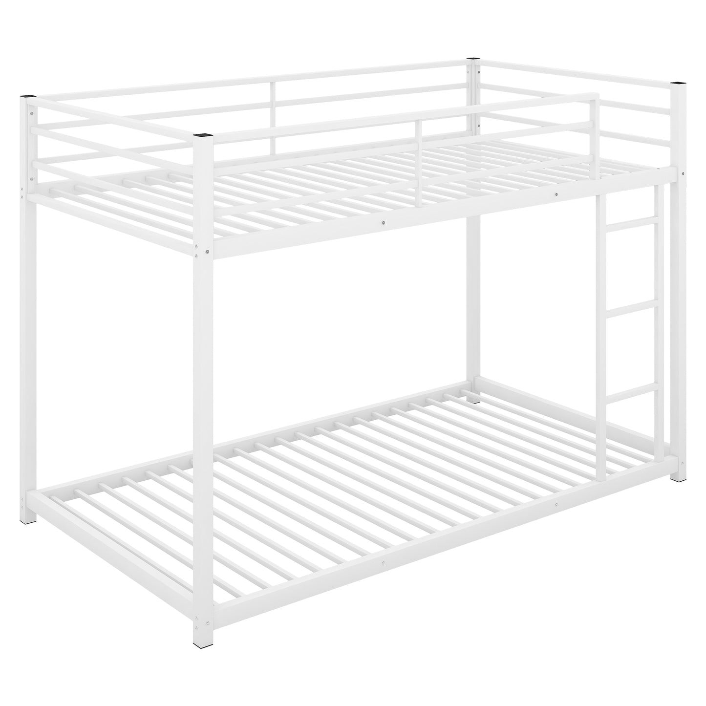 Metal Bunk Bed with Ladder, Twin over Twin, White Finish - Stylish and Functional Twin Metal Bunk Bed