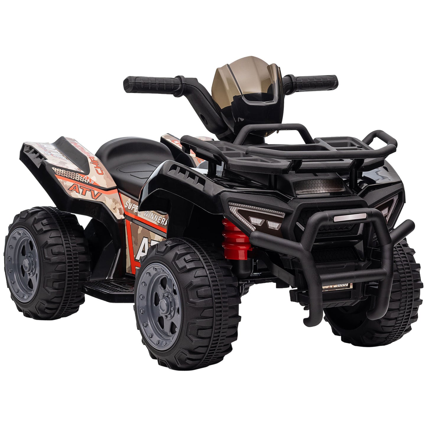 Kids ATV Four Wheeler  Ride on Car, Motorized Quad, 6V Battery Powered Electric Quad with Songs for 18-36 Months, Black