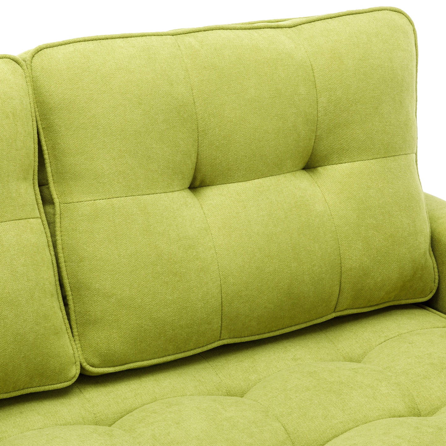 Loveseat Sofa with Pull-Out Bed, Green Chenille Upholstery