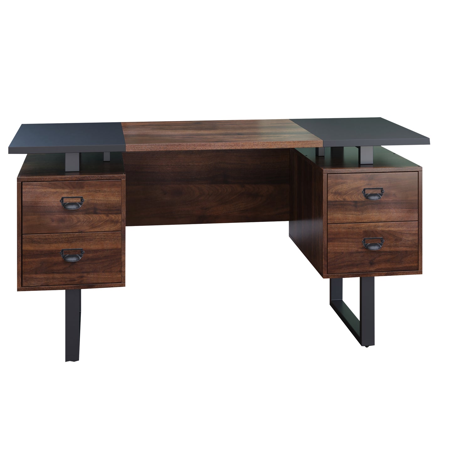 Rustic Brown Solid Wood Computer Desk with 4 Drawers