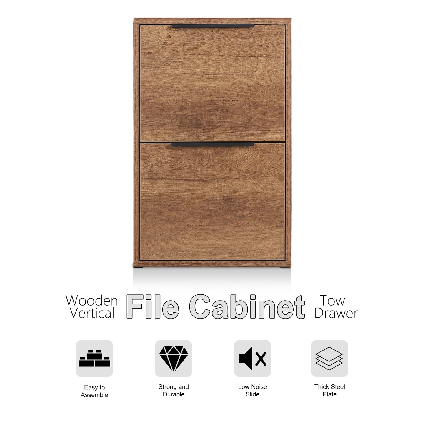 2 Drawer Wood Filing Cabinet