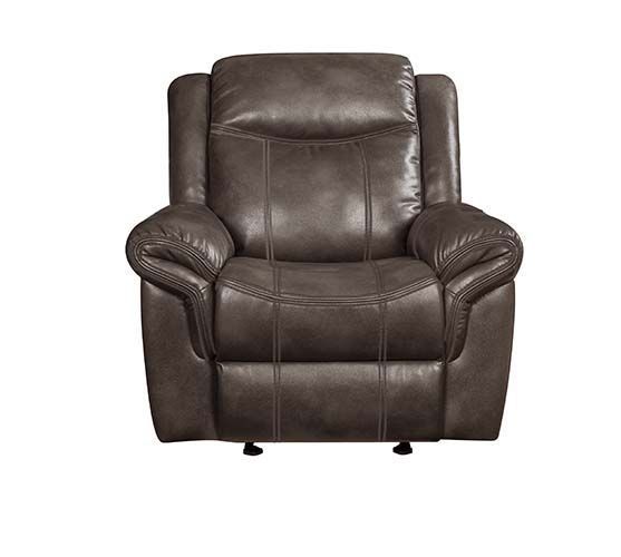 Lydia Glider Recliner with Cupholders, USB Ports, and Brown Leather Aire