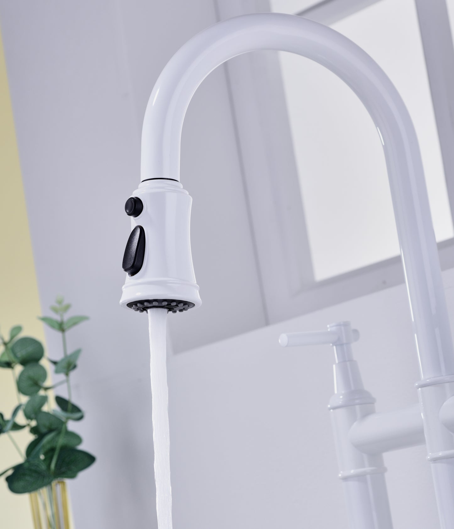 Bridge Kitchen Faucet with Pull-Down Sprayhead in Spot