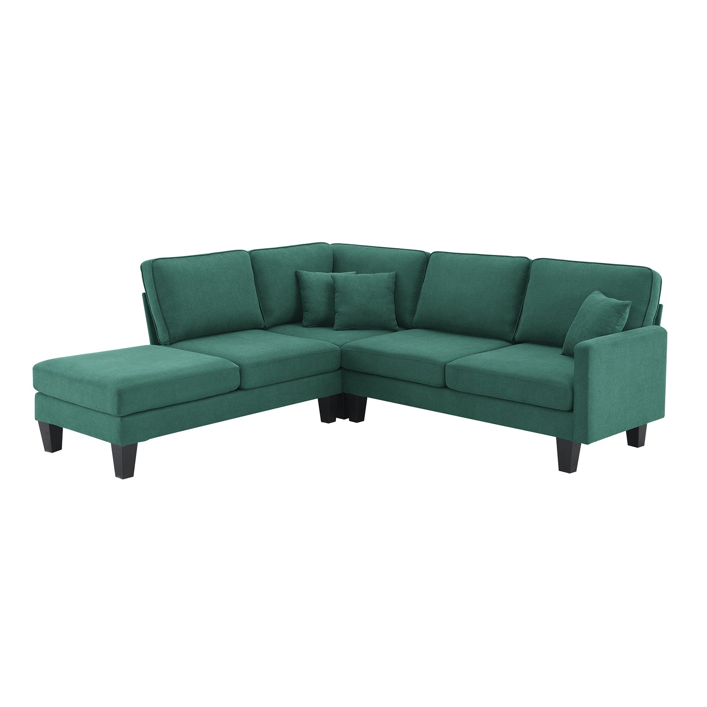 Terrycloth L-Shaped Sectional Sofa with Chaise Lounge and 3 Pillows